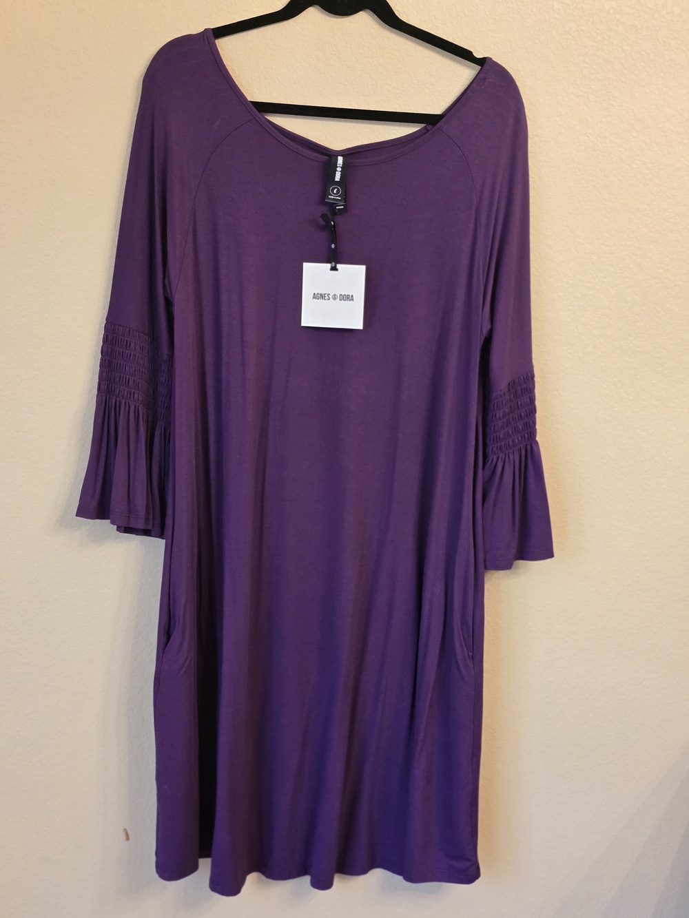 Agnes & Dora Purple Bell-Sleeve Walker Swing Dress Size Large